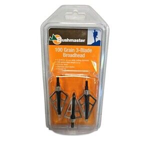 NEW 100 Grain Fixed  3 Blade Bushmaster Hunting Broadhead 1-3/16" Cut 3BLD-100-B